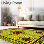 Bold Red Sunburst Yellow Geometric Rug