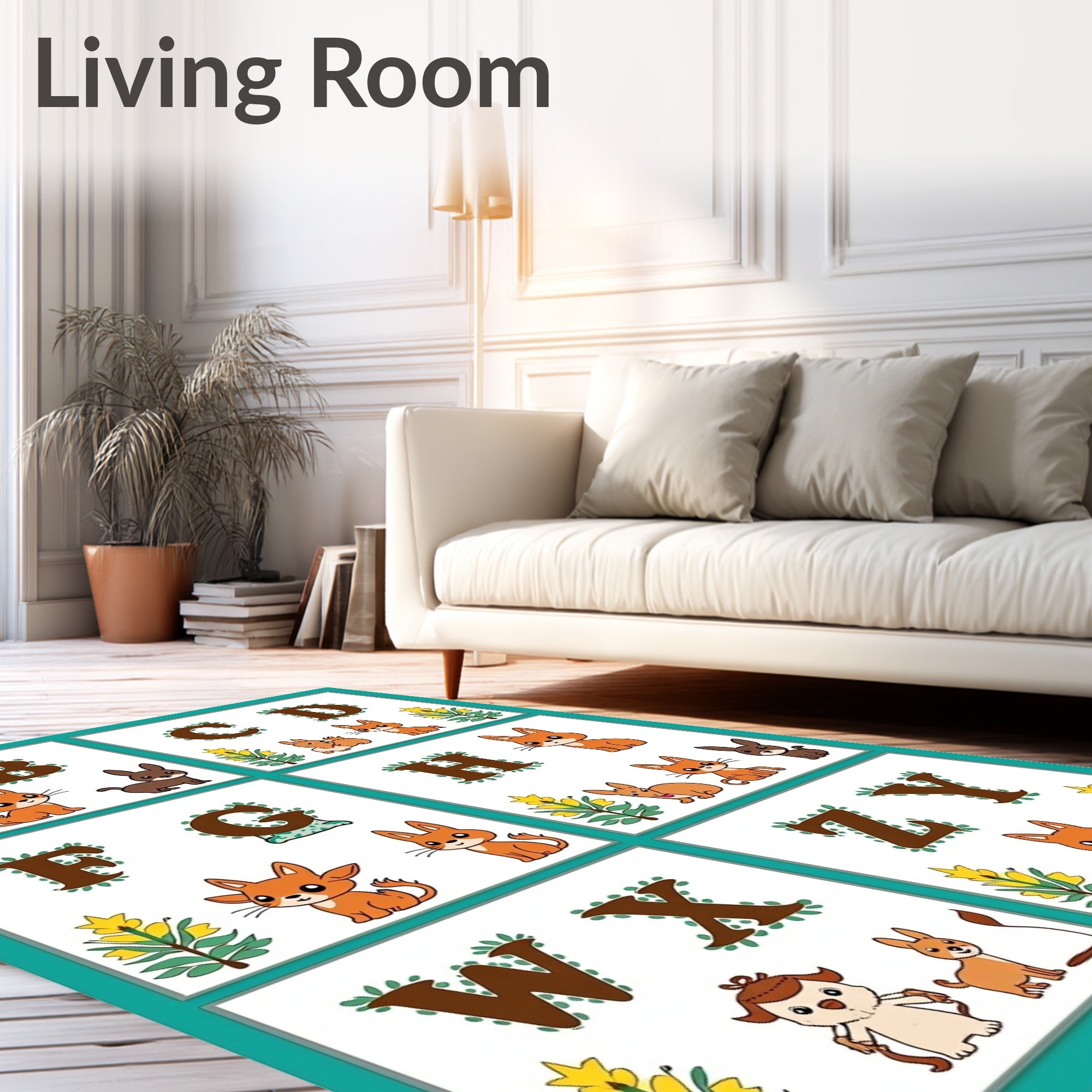 Whimsical Woodland Alphabet Animals Rug