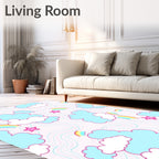Pink Cloud Rainbow Star Whirls Rug