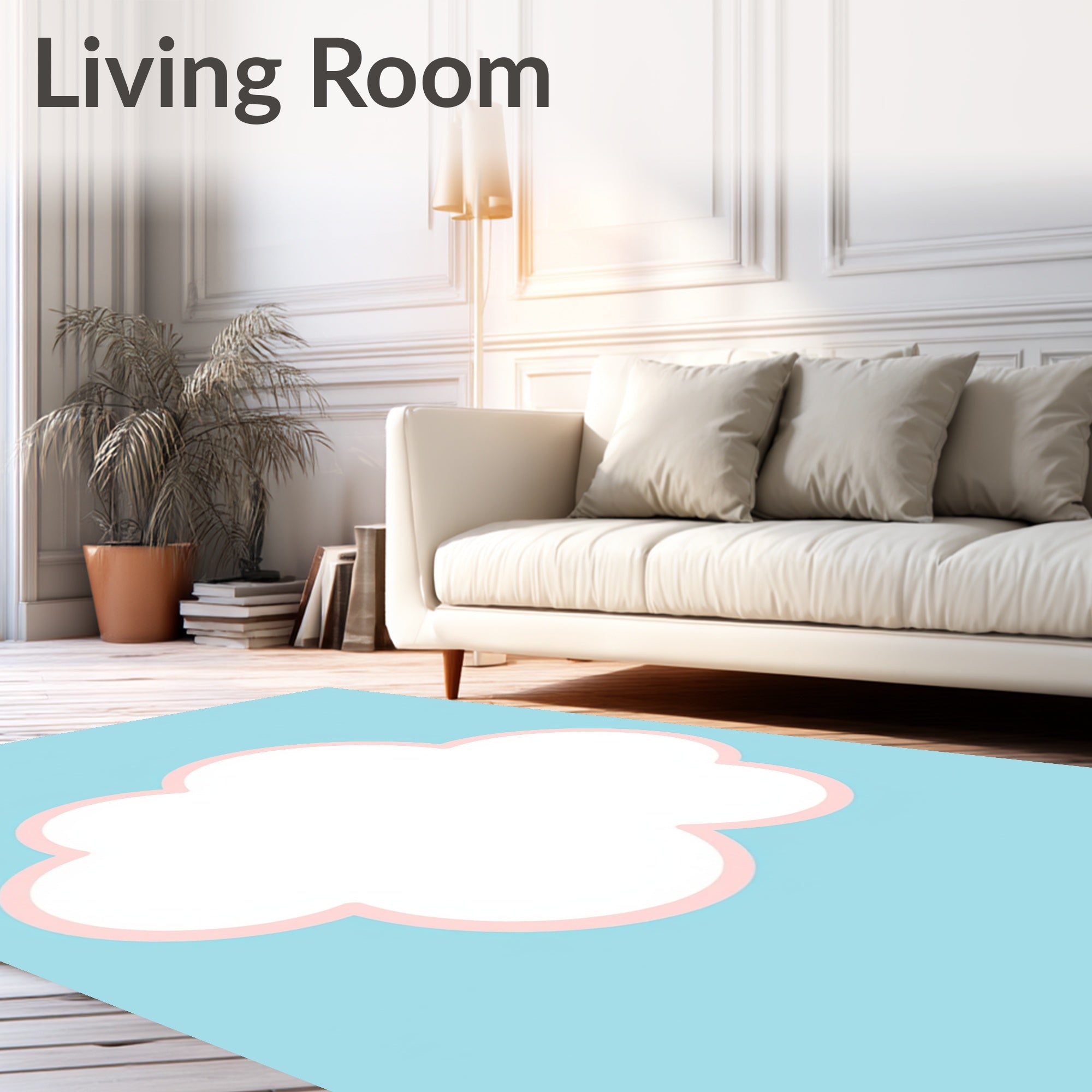 White Cloud With Pink Outline Rug