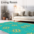 Turquoise Gold Sunburst Medallion Rug