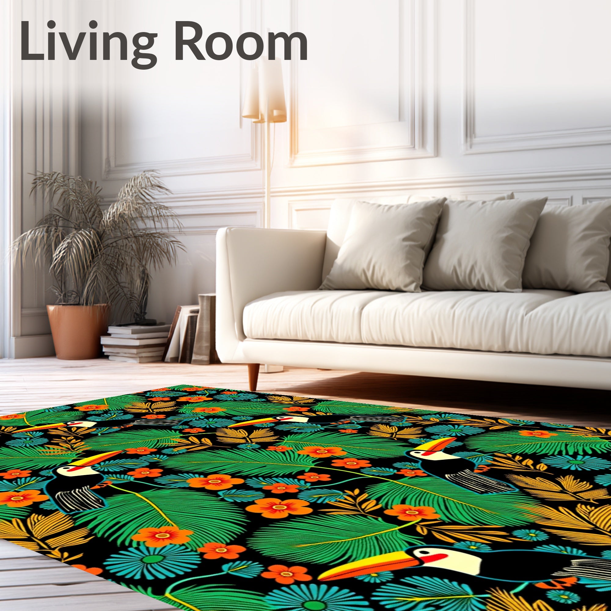 Tropical Toucan Jungle Floral Rug