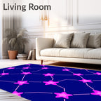Pink Star Constellation on Deep Blue Background Rug