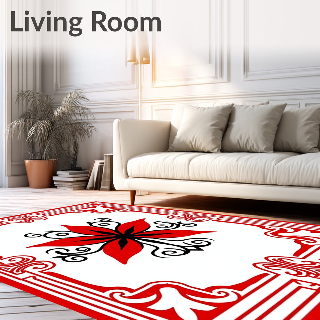 Bold Red Floral Statement Rug
