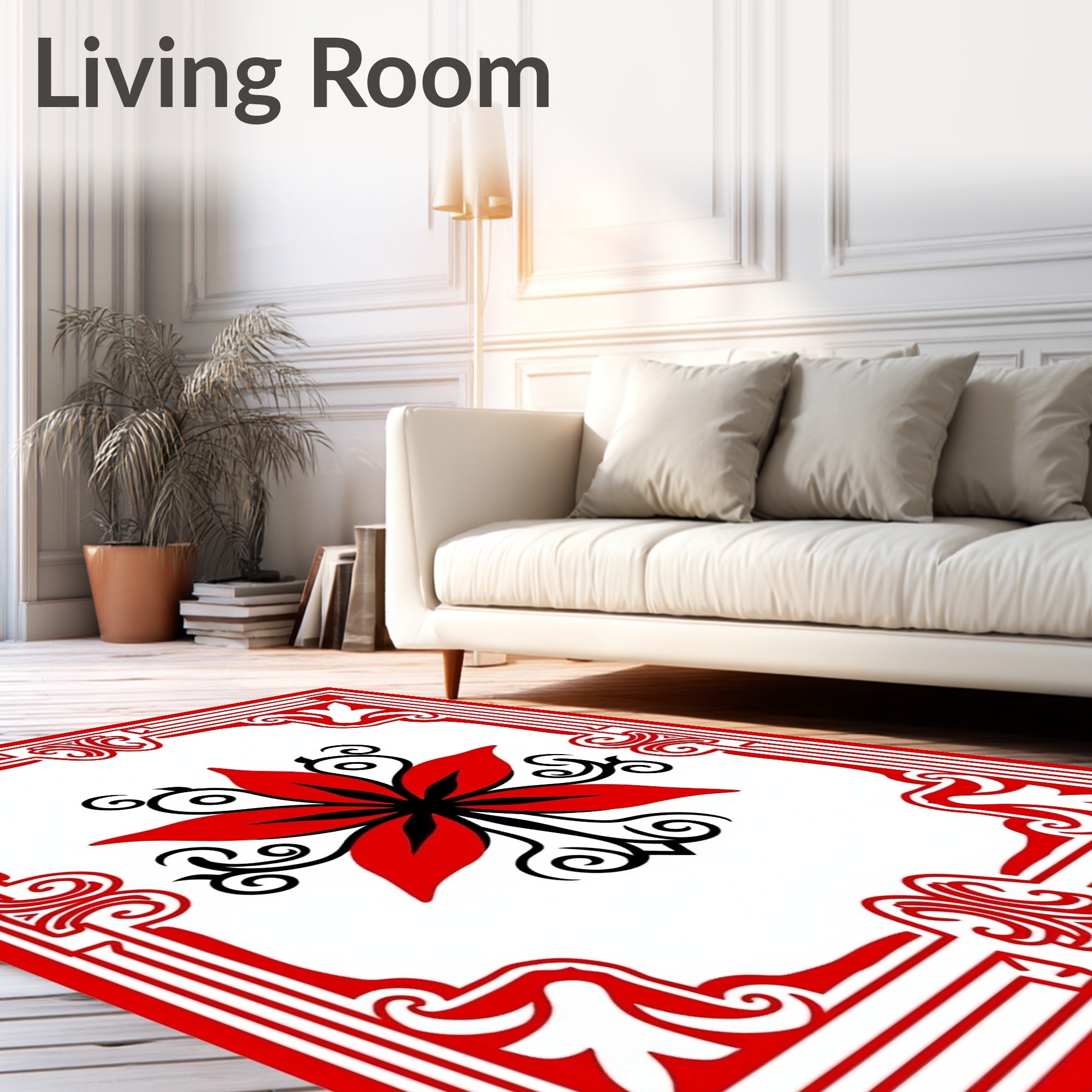 Bold Red Floral Statement Rug