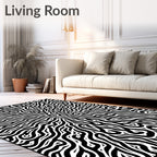 Black White Organic Flow Rug