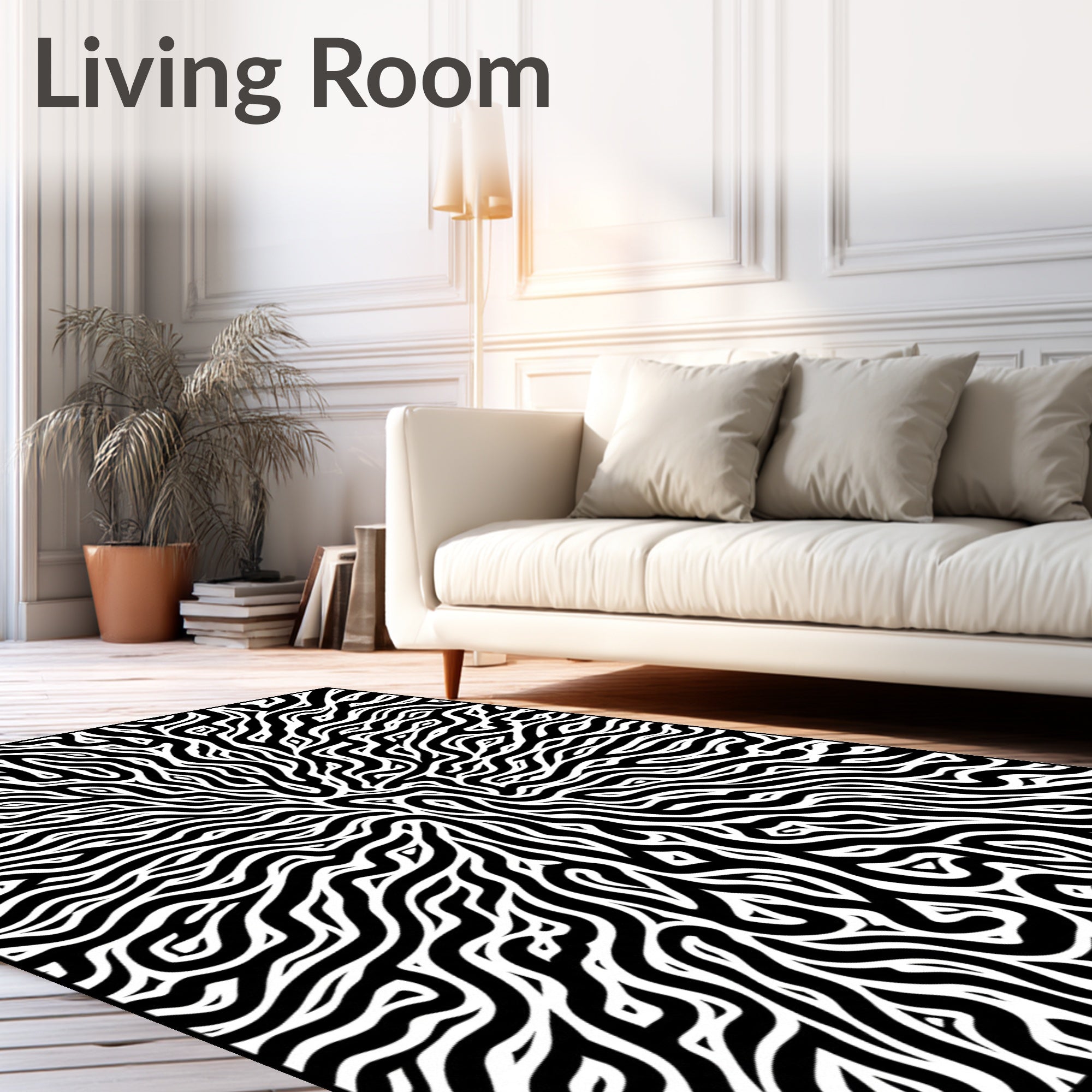 Black White Organic Flow Rug