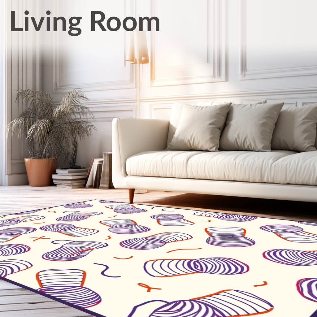 Purple Orange Stipes Abstract Forms Rug