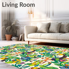Whimsical Green Tropical Creature Cartoon Rug