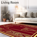 Crimson Gold Hieroglyphic Frame Rug