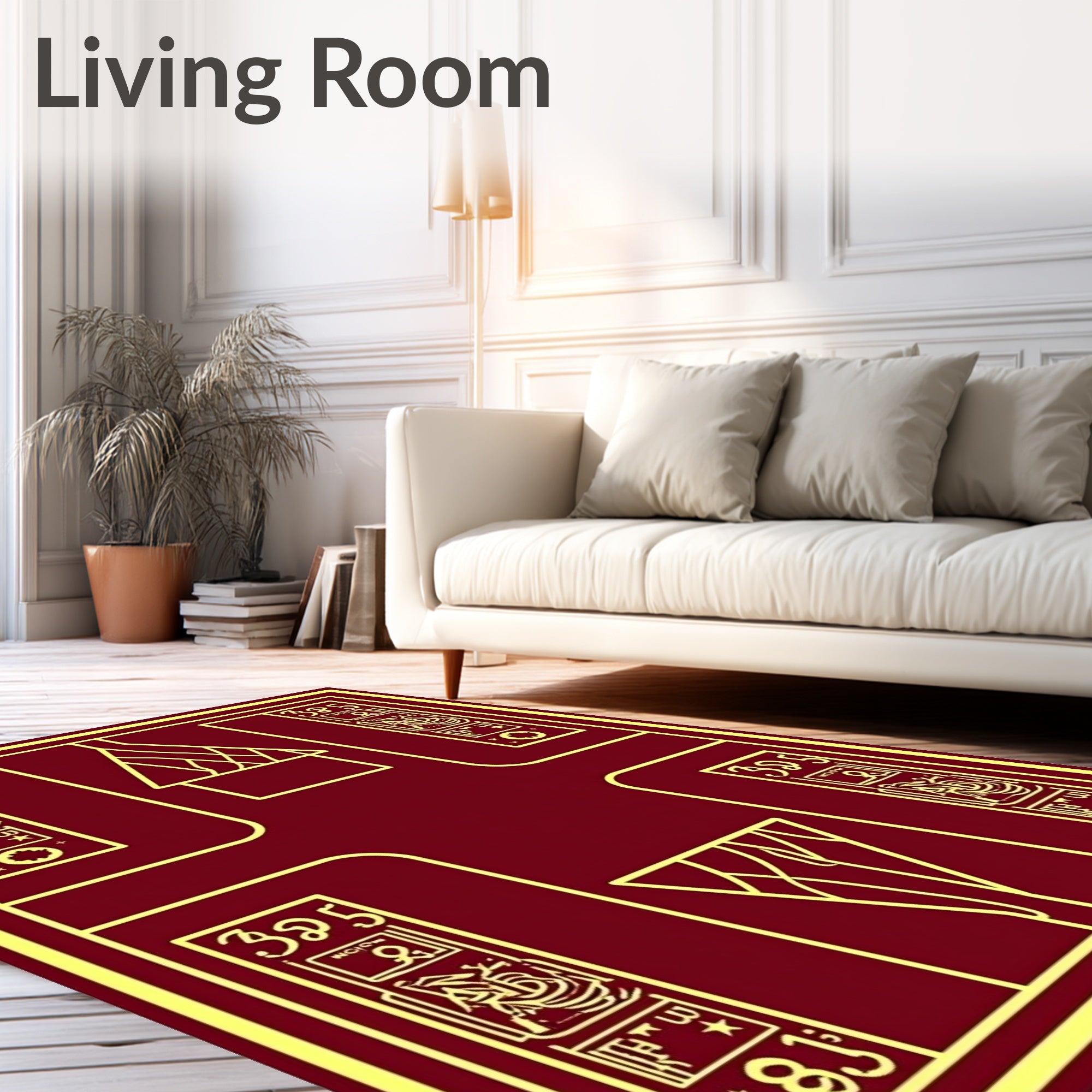 Crimson Gold Hieroglyphic Frame Rug
