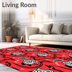 Bold Red Cartoon Faces Stars Rug
