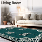 Oceanic Teal Turtle Swirl Border Rug