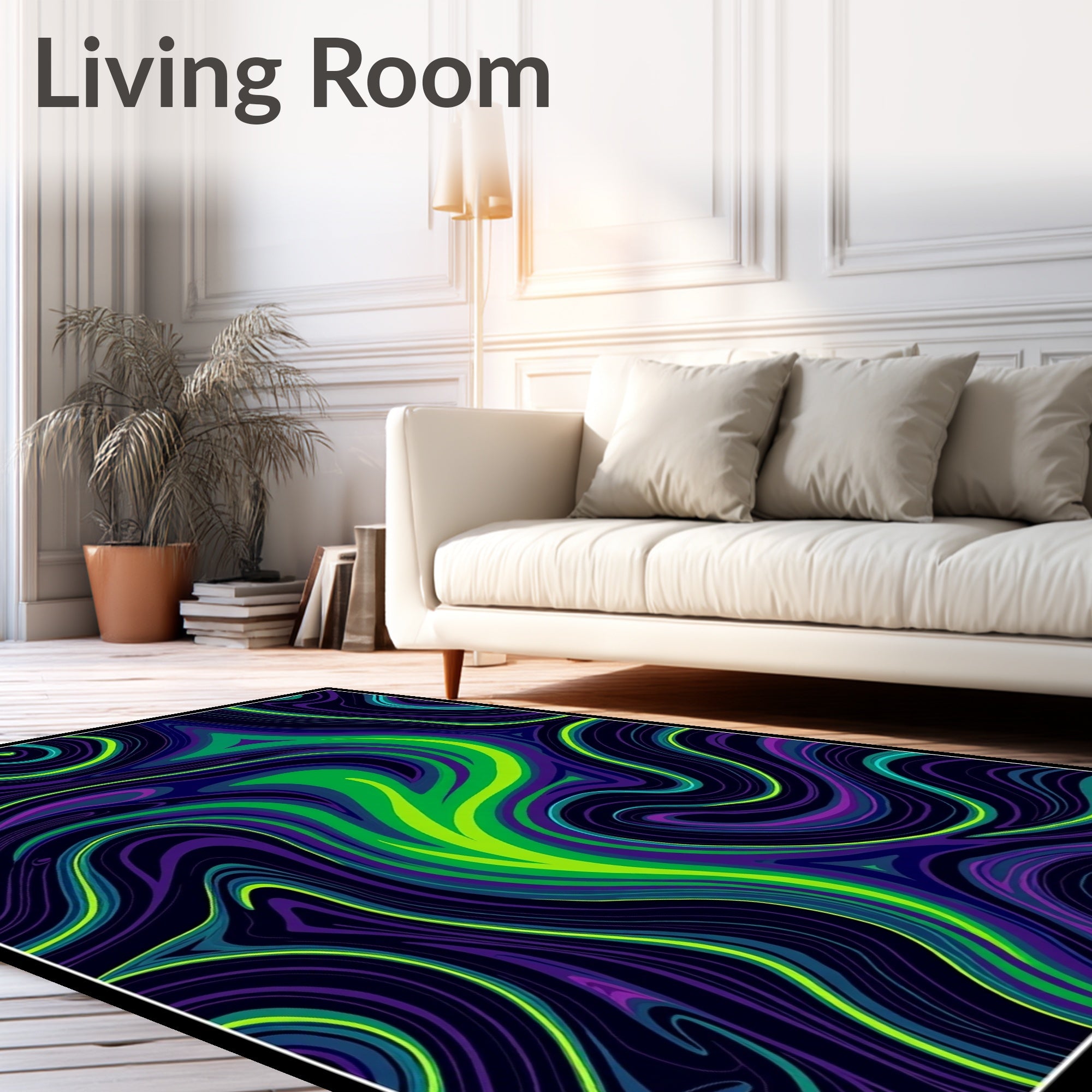 Vibrant Electric Swirl Liquid Rug