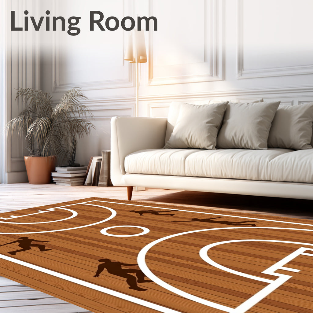 Wooden Court Players Silhouette Rug