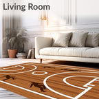 Wooden Court Players Silhouette Rug