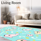 Cute Pink and Yellow Seals Water Pattern Rug