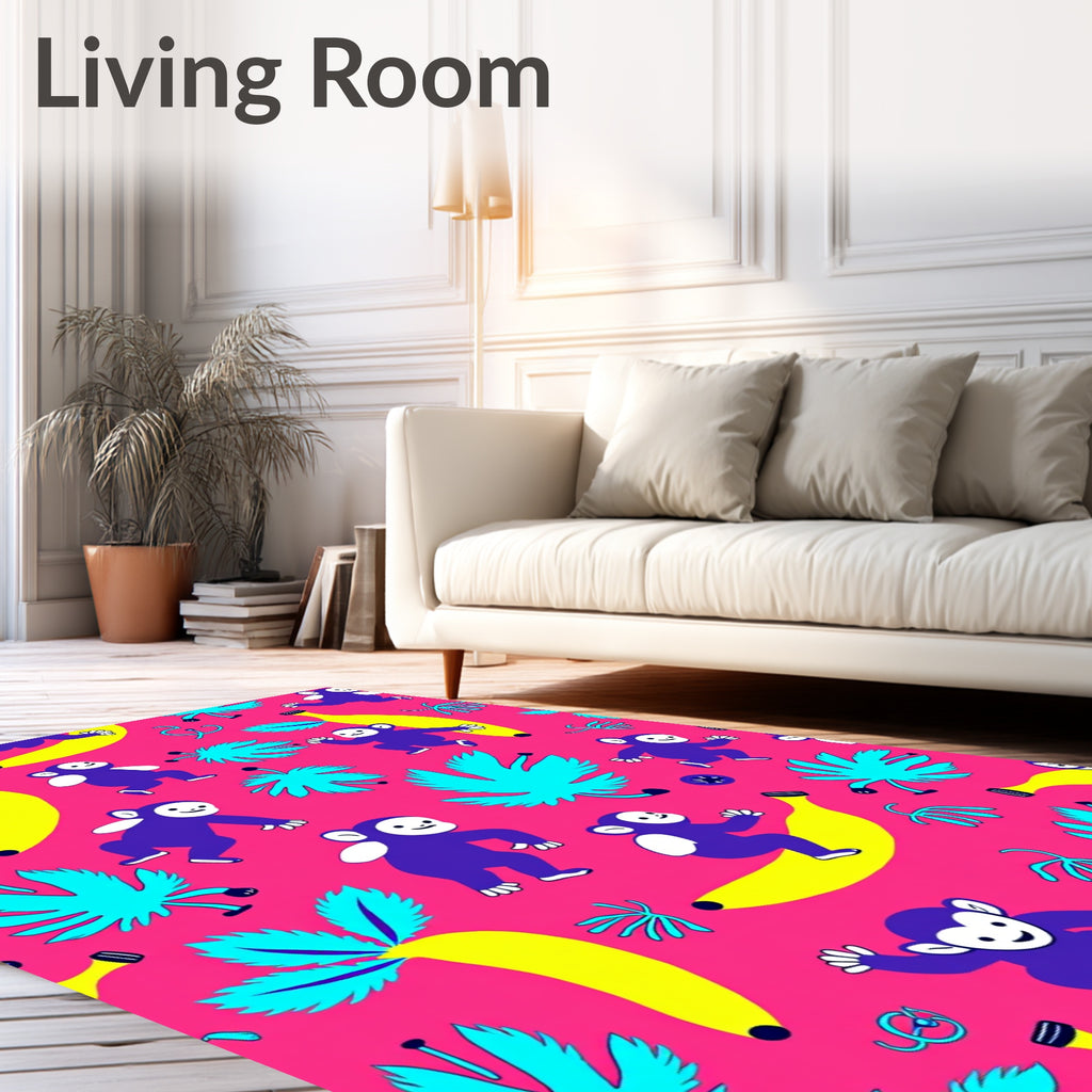 Playful Violet Monkey Banana Jungle Rug