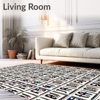 Retro Glitch Text Collage Red Blue Rug