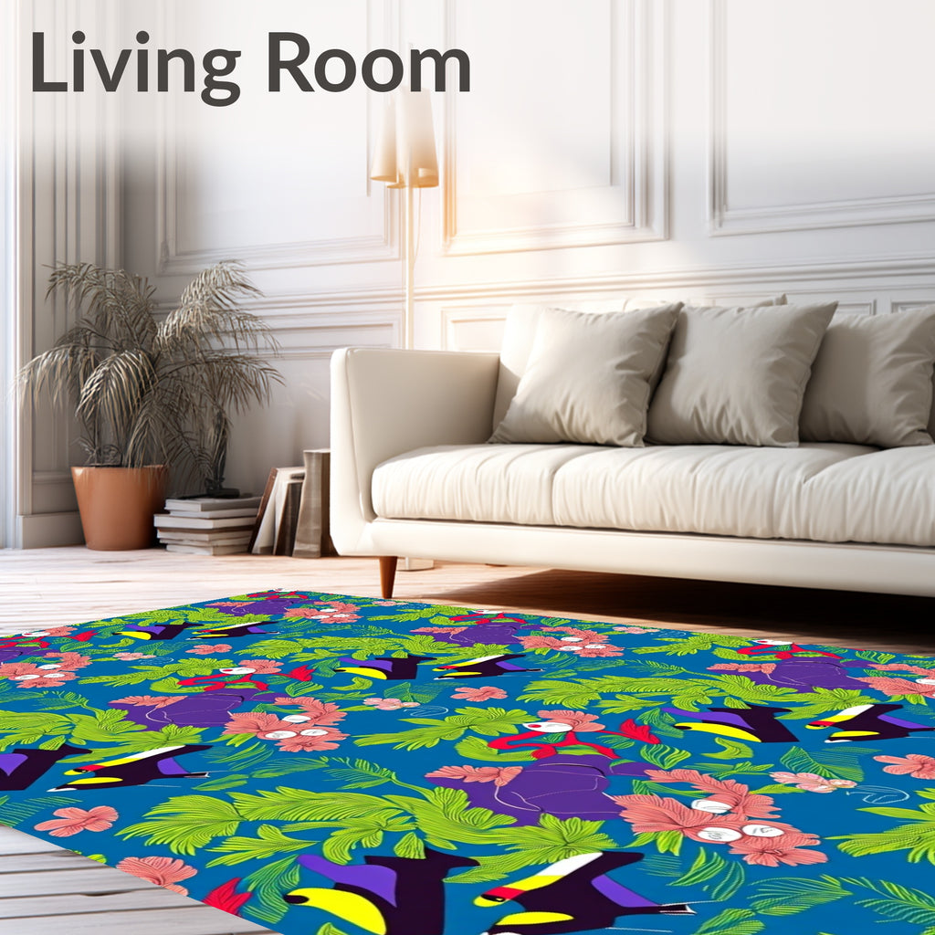 Vibrant Tropical Toucan Foliage Rug