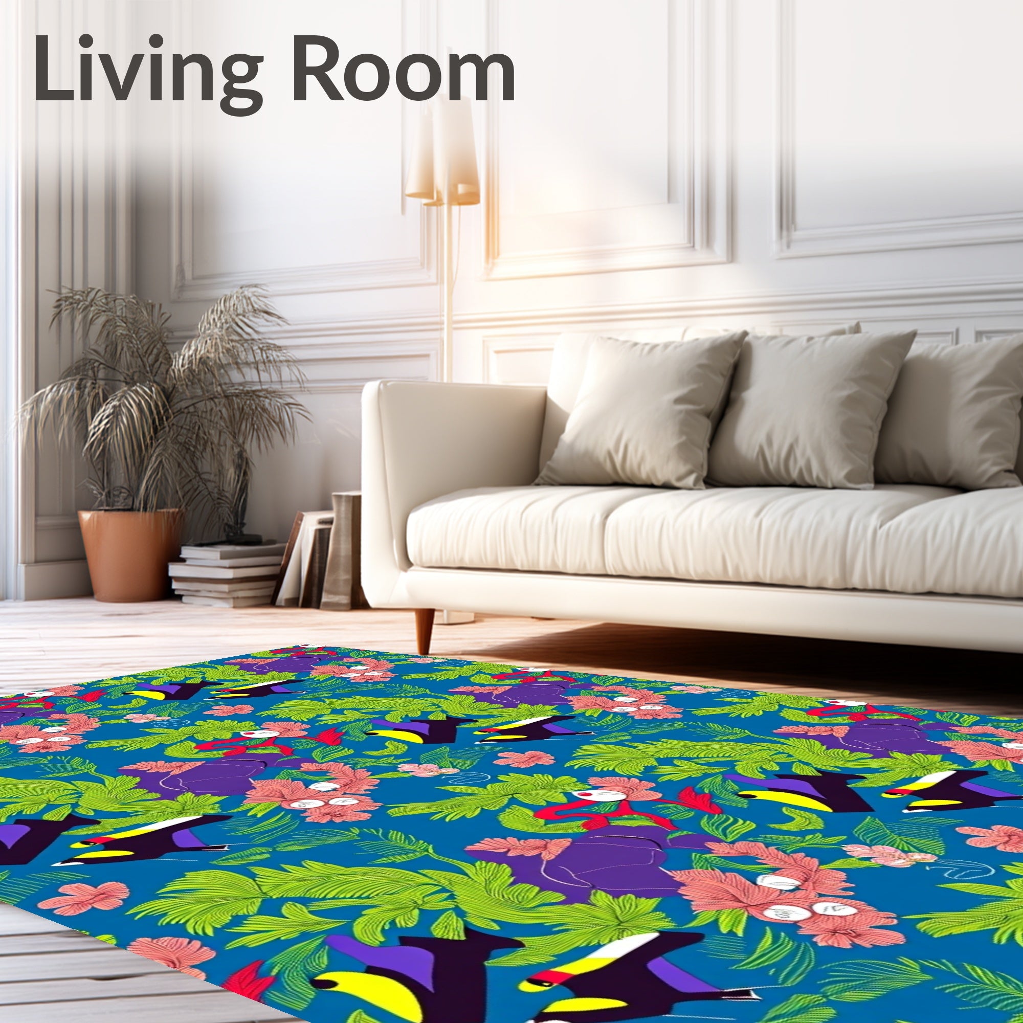 Vibrant Tropical Toucan Foliage Rug