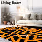 Organic Orange Black Intertwined Lines Rug