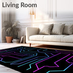 Cyberpunk Neon Circuit Lines Rug