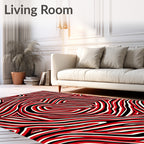 Bold Red Cream Swirling Lines Rug