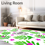 Cute Koala with Purple Pink Leaves Rug