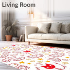 Whimsical Red Cat And Star Collage Rug