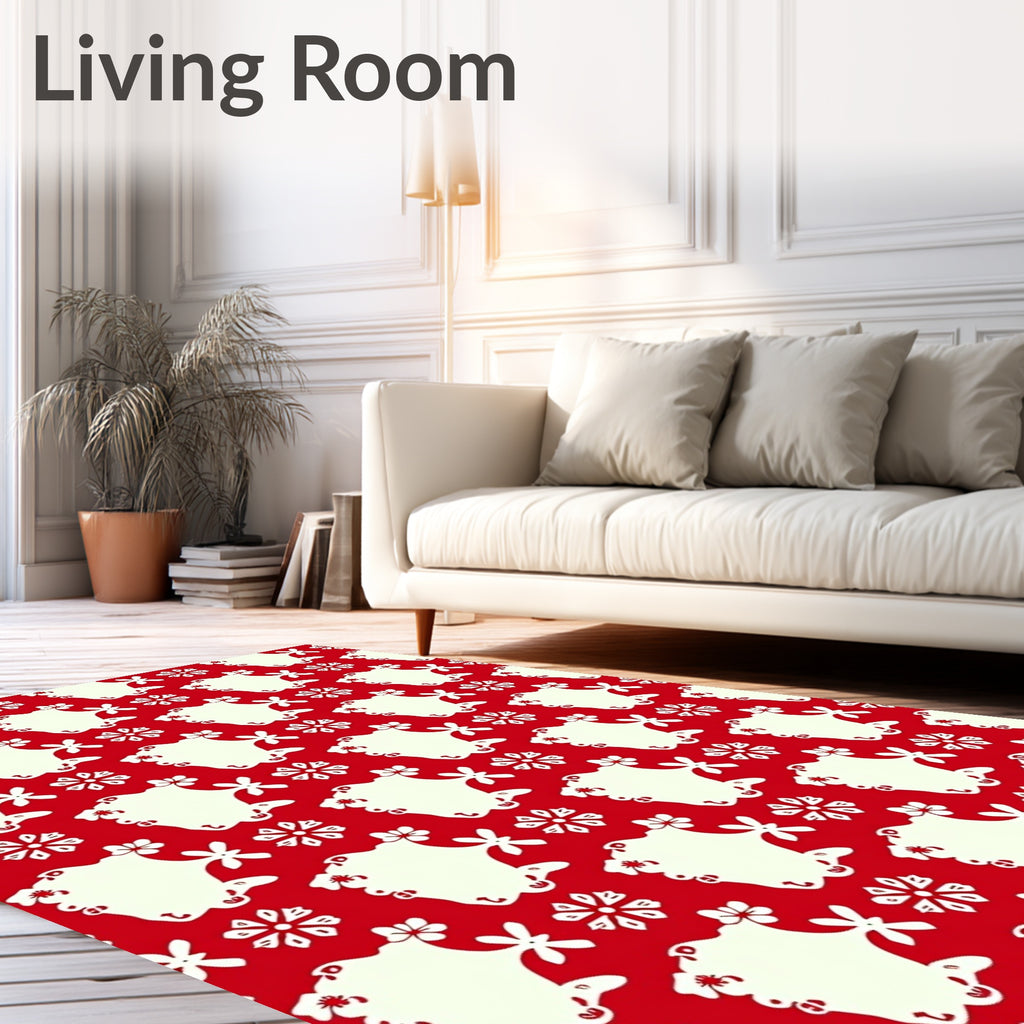 Crimson Cream Floral Blossom Medallions Rug