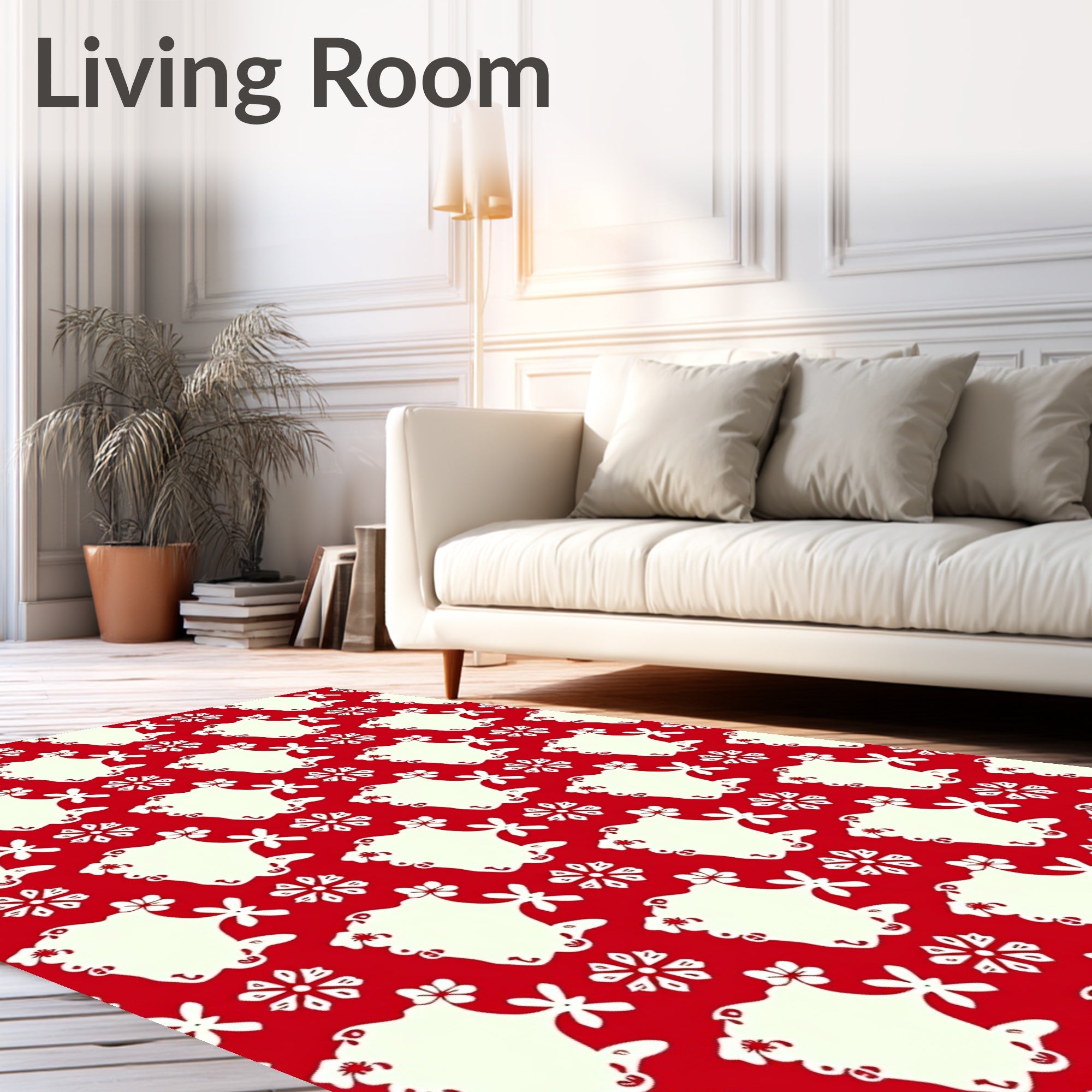 Crimson Cream Floral Blossom Medallions Rug