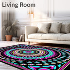 Vibrant Pink Teal Swirl Mandala Rug