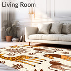 Safari Animals And Tropical Leaves Rug