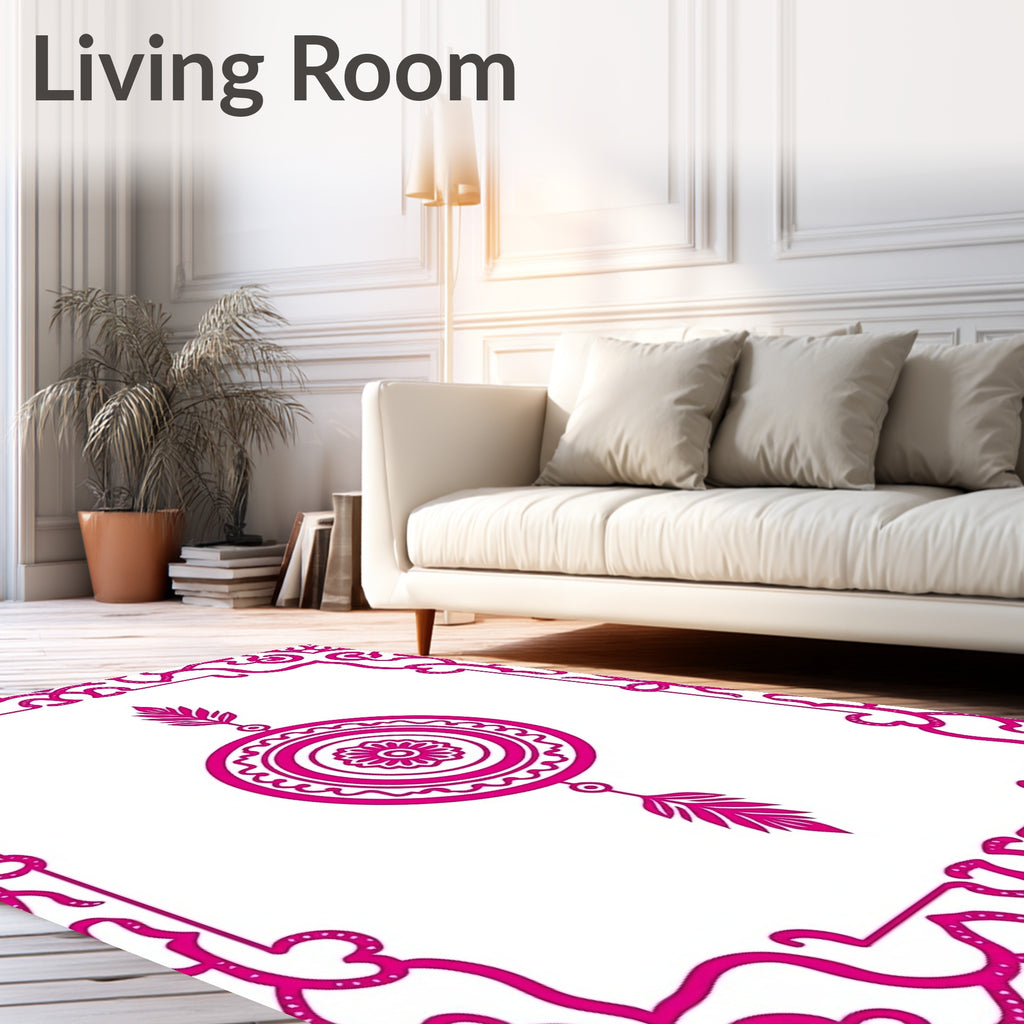 Ornate Pink Medallion Feather Rug