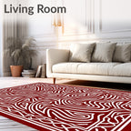 Crimson White Abstract Swirls Rug