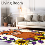 Cute Highland Cow With Sunflowers Rug
