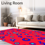 Vivid Red Abstract Circles And Shapes Rug