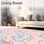 Cute Cloud Cat Moon Pink Rug