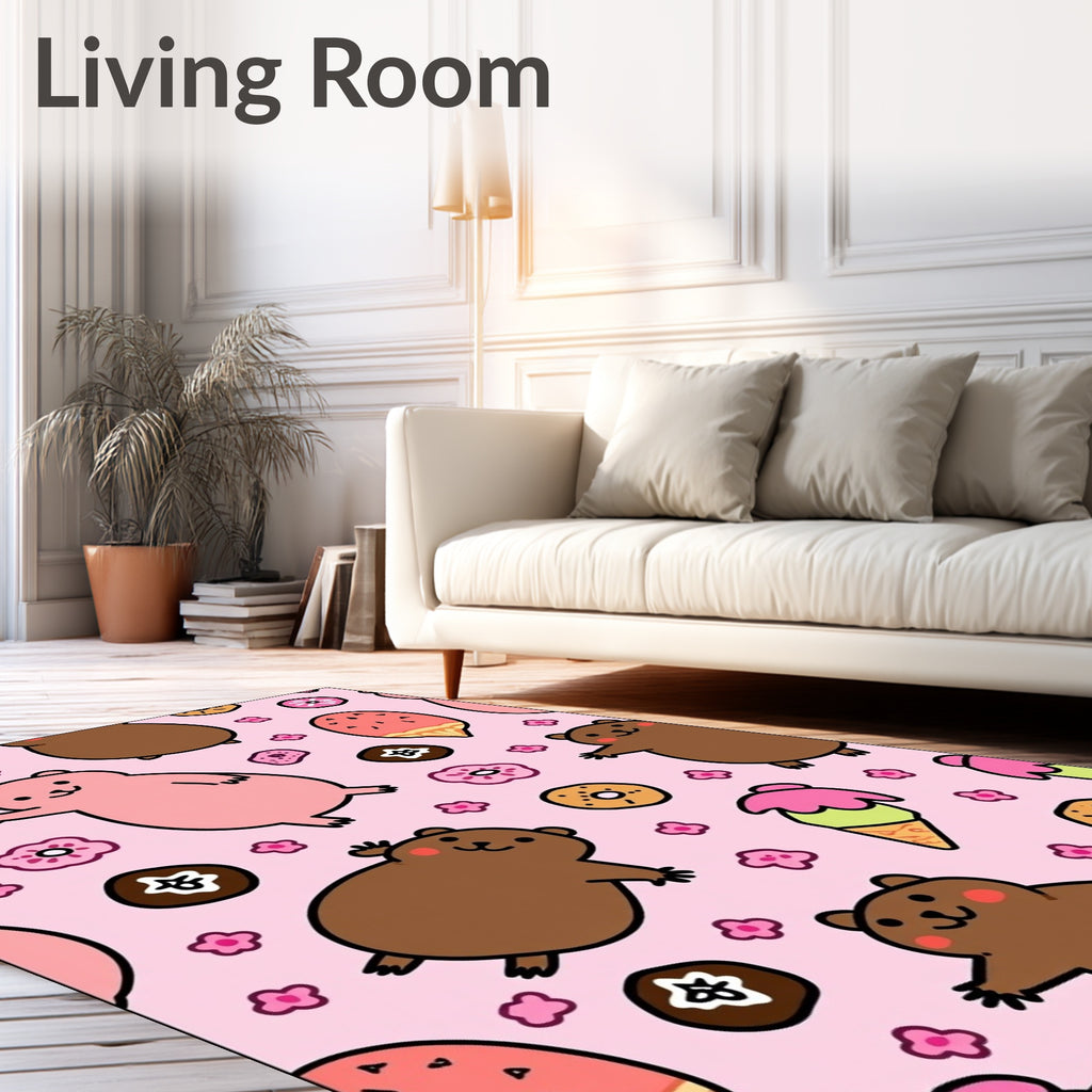 Cute Pink Hamsters And Sweet Treats Rug