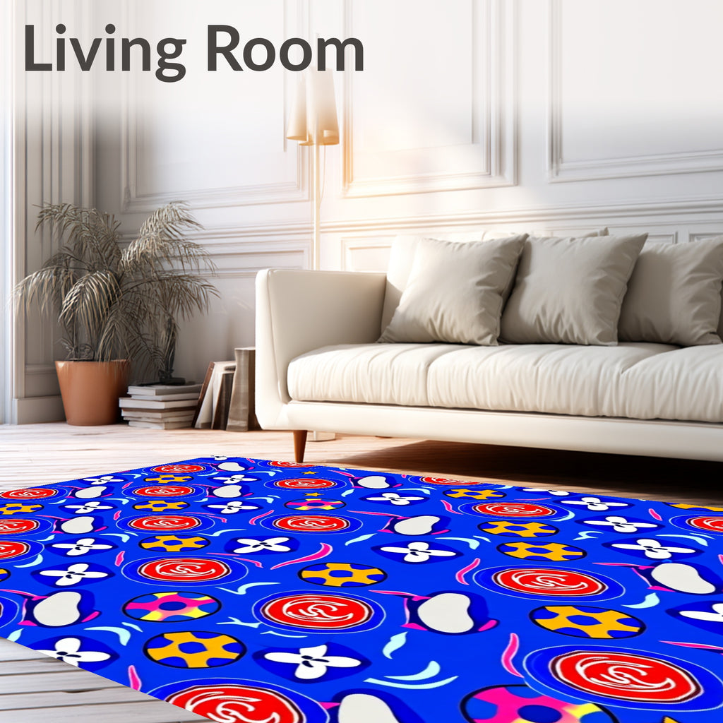 Bold Blue Abstract Shapes Rug