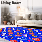 Bold Blue Abstract Shapes Rug
