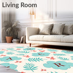 Teal Clouds Alphabet Botanical Floral Rug