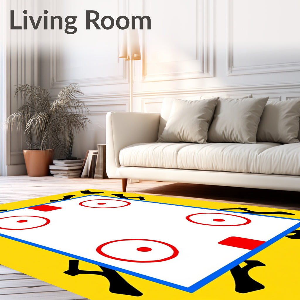 Bold Yellow Black Red Geometric Circles Rug