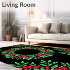 Bold Red Berry Garland Wreath Rug