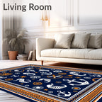Nautical Seahorse Anchor Compass Navy Rug