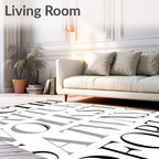Black and White Serif Type Abbreviation Rug