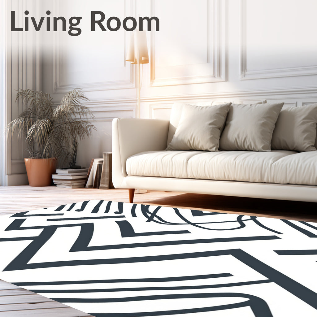 Dark Slate Geometric Abstract Lines Rug