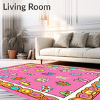 Playful Pink Alphabet Characters Border Rug