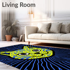 Vibrant Yellow Blue Dot Cat Rug